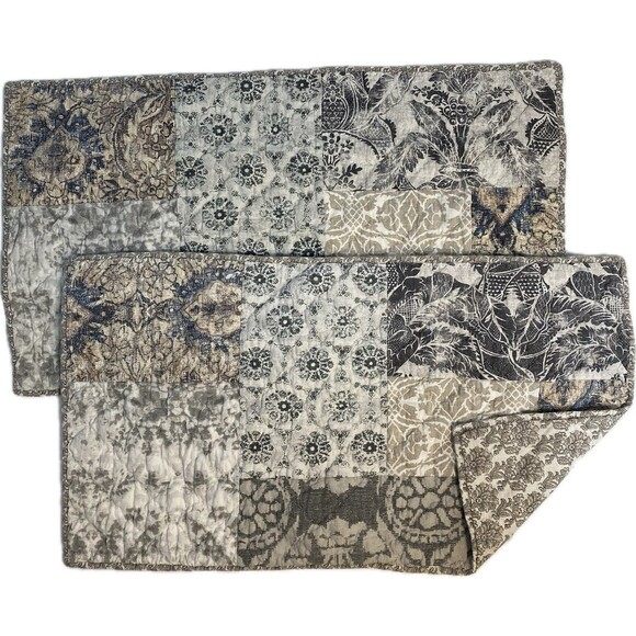 2 Pottery Barn Tessa Patchwork King Pillow Shams - Picture 1 of 11